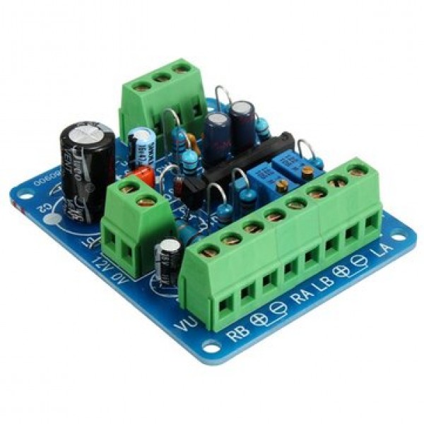Audio Level Amp Driver Board With Two VU Meter